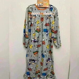 Peanuts Girls Halloween Nightgown Ruffle Charlie Brown Snoopy Great Pumpkin PJ